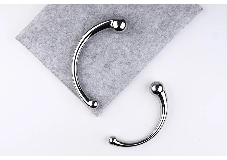 Que inox hai đầu cong chữ C massage kích thích hậu môn tuyến tiền liệt