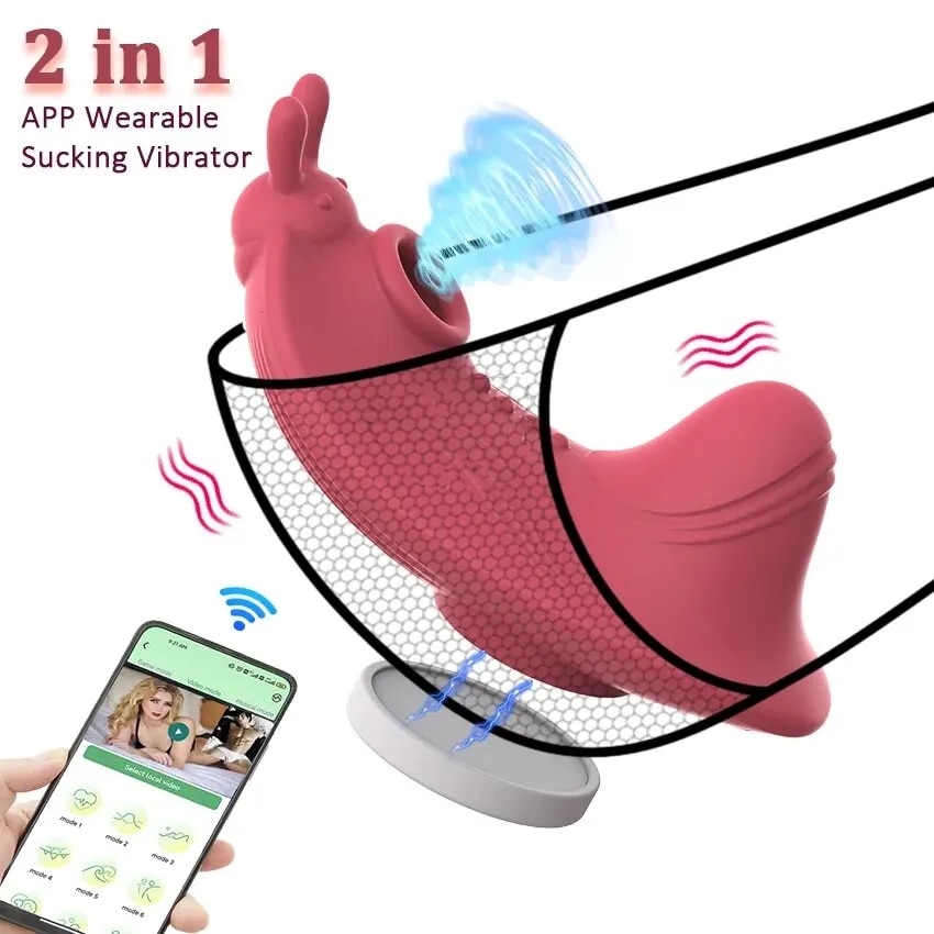 Máy massage gắn quần lót Love Spouse 2 đầu rung thổi app