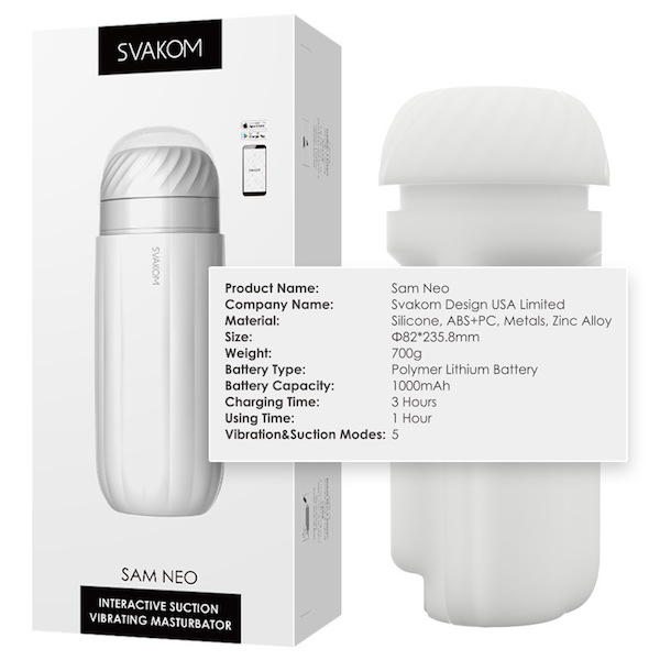 Âm đạo giả điều khiển qua app Svakom Sam Neo tương tác webcam cao cấp