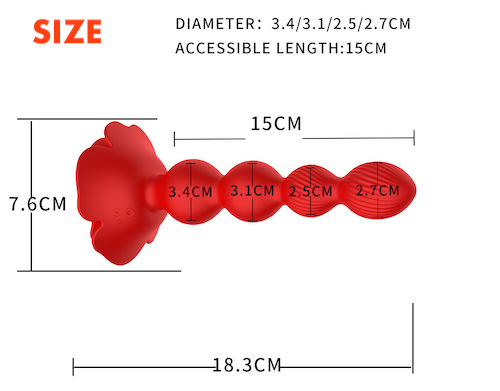 Que Rung Hậu Môn Hoa Hồng Chuỗi Có Điều Khiển Từ Xa Kích Thích