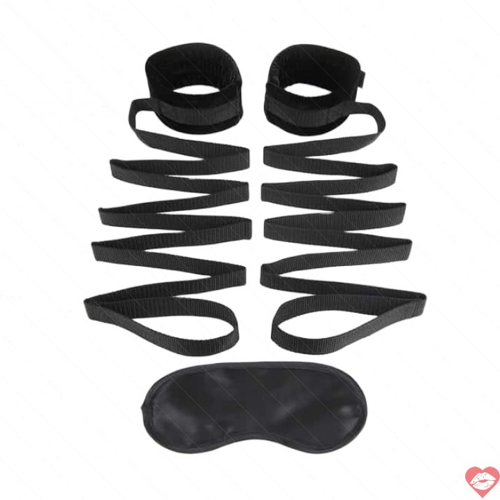 Lux Fetish Bed Restraint Kit Mặt Nạ Đen Dễ Dùng 