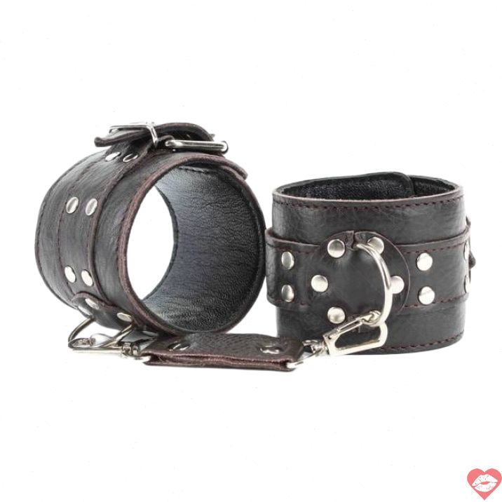 Arsenal Khóa Tay Da Nâu BDSM Gợi Cảm Khóa Đinh 