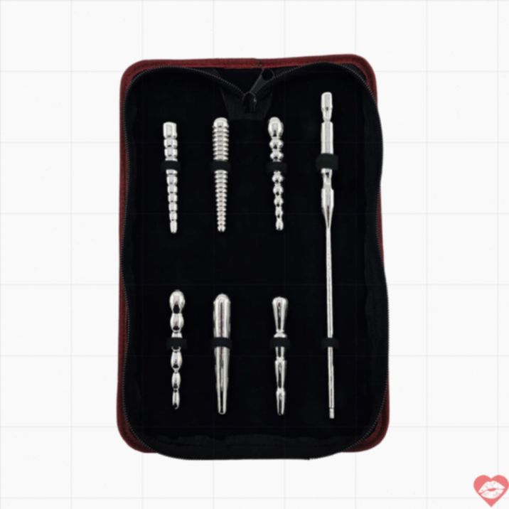 Rouge Penis Plug Set 7pcs Thép Không Gỉ Niệu Đạo Sâu 