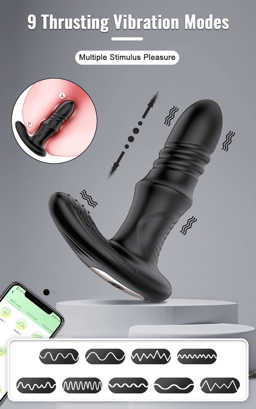 Phích cắm hậu môn Butt Plug điều khiển từ xa app rung mạnh