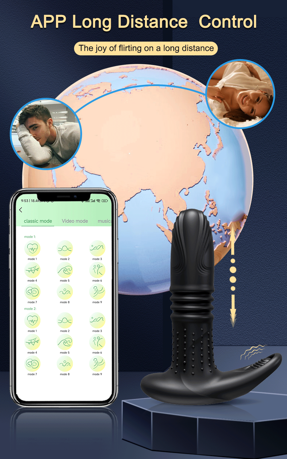 Phích cắm hậu môn Butt Plug điều khiển từ xa app rung mạnh