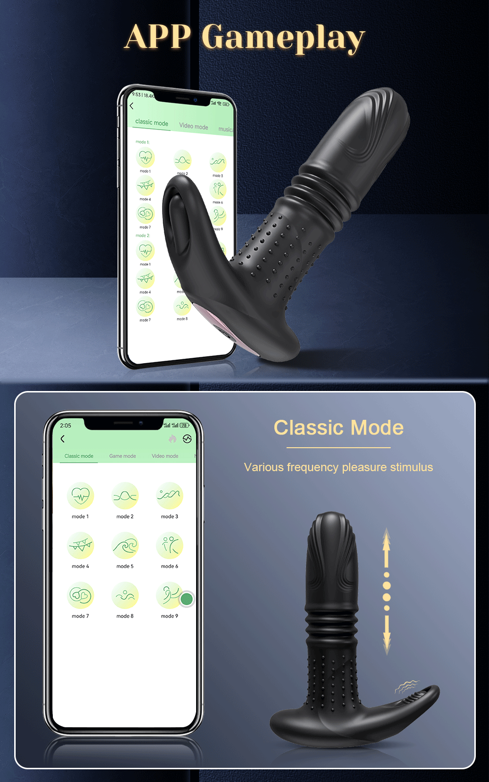 Phích cắm hậu môn Butt Plug điều khiển từ xa app rung mạnh