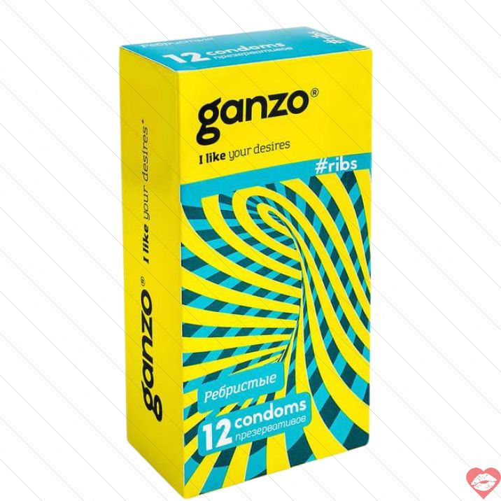 Ganzo Ribbed Condoms 12pcs Gân Nổi Siêu Sướng 