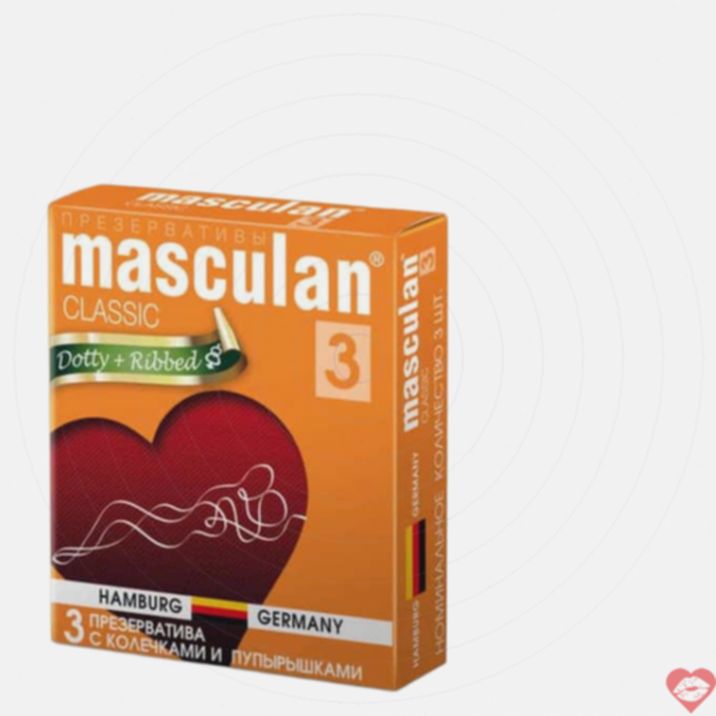 Masculan Dotty Ribbed Bao Gợn Sóng 3cái Thú Vị 