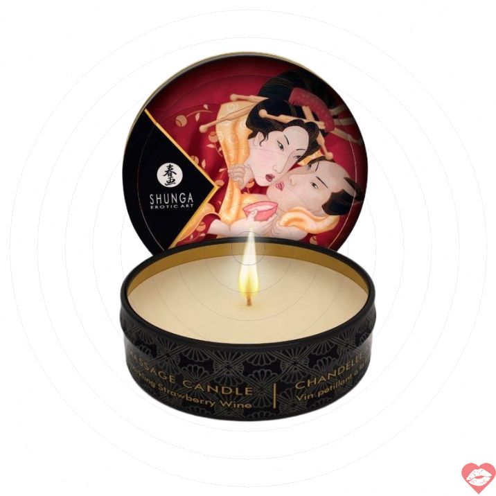 Shunga Nến Sâm Panh Dâu 30ml Massage Dịu Nhẹ 