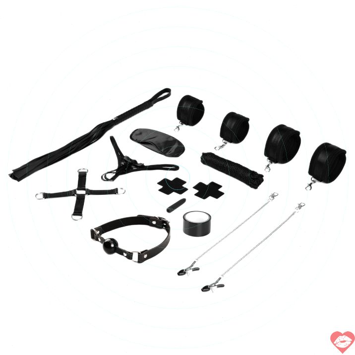 BDSM Set Liebe Seele 12 Món Đen Trói Buộc Đầy Đủ 