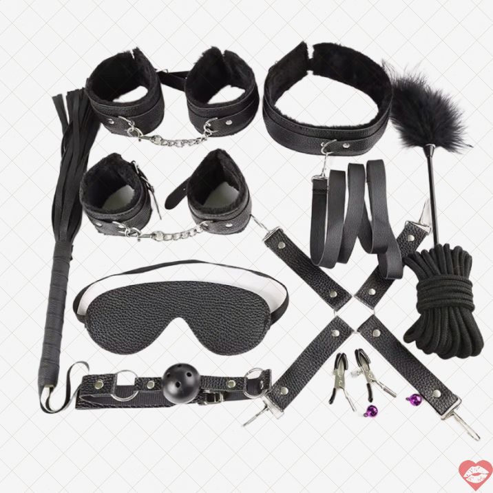 MT Trói Lông 11pcs Đen BDSM Nồng Nhiệt Đam Mê 