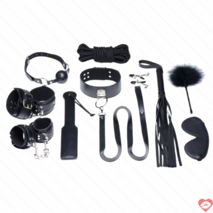 Strict Bộ Trói 10 Món Đen BDSM Sang Trọng 