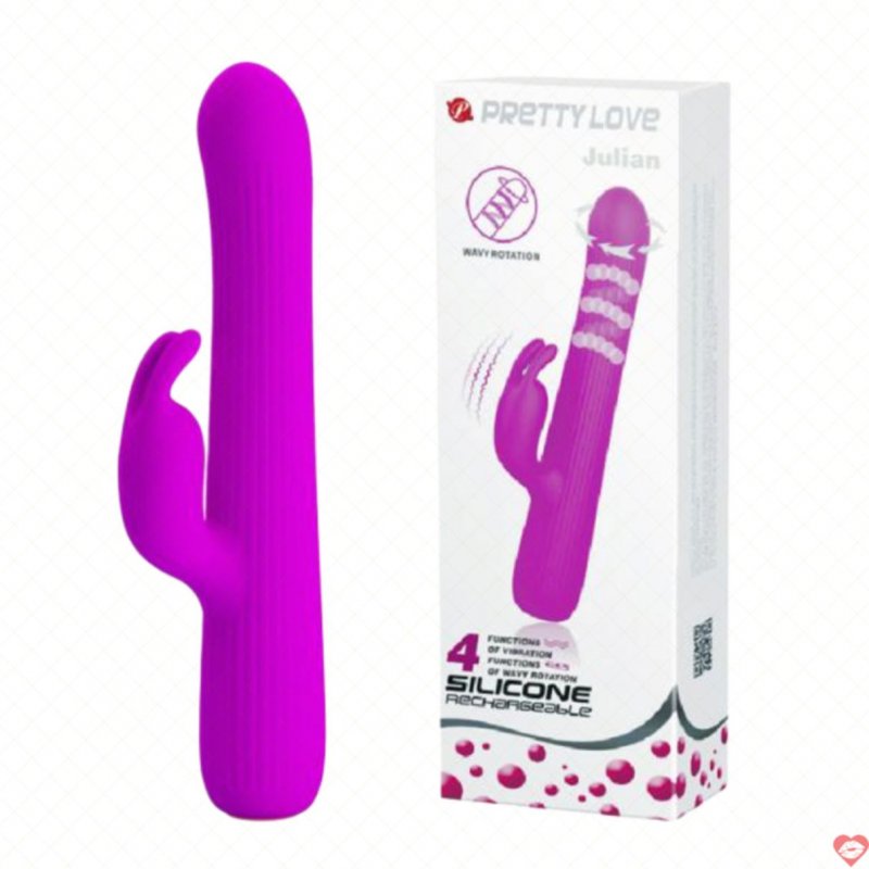Dương vật giả Prettylove Julian rung ngoáy tai thỏ silicon 