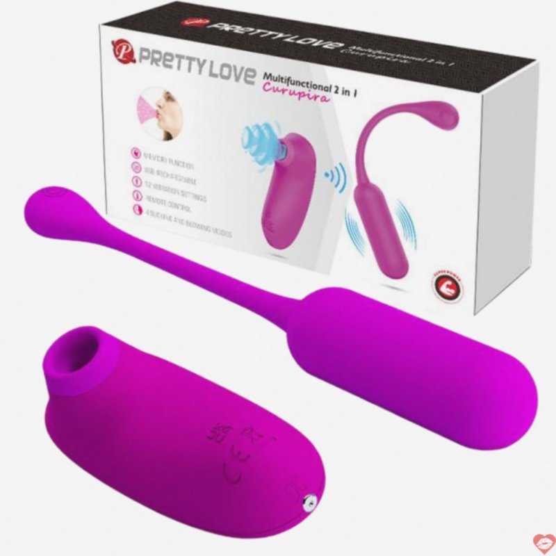 Pretty Love Curupira trứng rung máy hút âm vật 2 trong 1 remote 