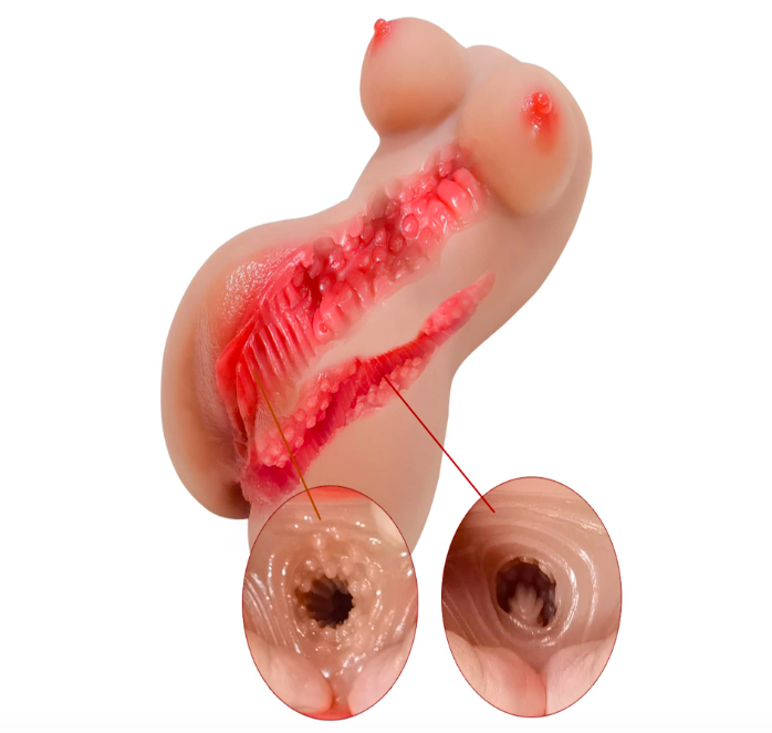 Âm đạo giả có ngực silicon mềm mại 700g búp bê nửa thân cho nam tự sướng