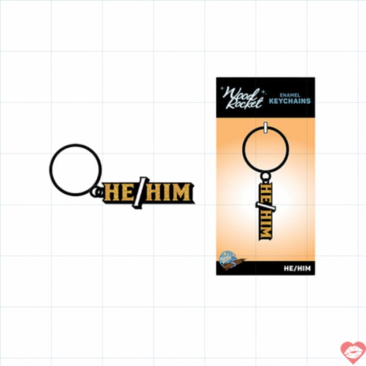 Wood Rocket Pronoun Keychain Pride Lấp Lánh 