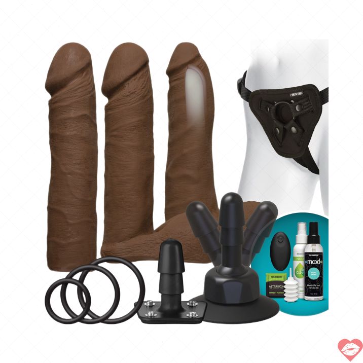Vac-U-Lock UltraSkyn Dildo Rung Kép Set Đeo Đỉnh Cao 